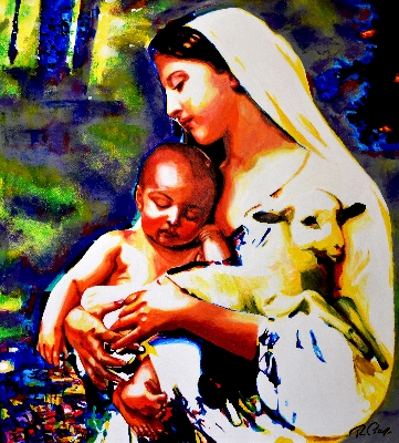 Madonna, Jesus and Lamb
